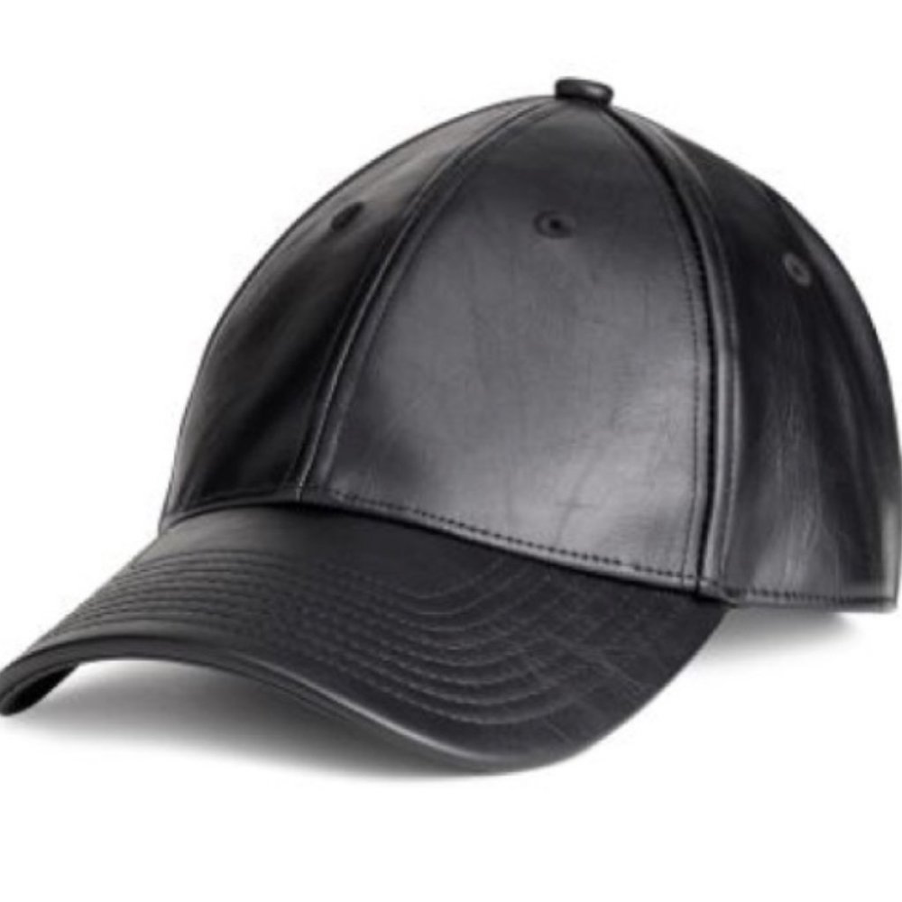 H&M Cap faux leather Black Baseball Hat